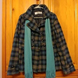 Plaid double breasted winter coat